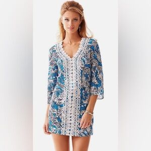 Lilly Pulitzer Brooke Tunic Dress XS Extra Small Ariel Blue‎ Hippy Hippy Shake